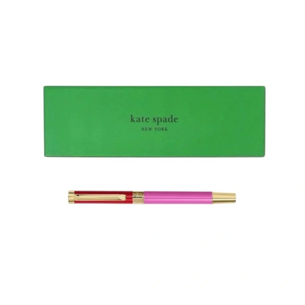 kate spade Two-Tone Pink and Red Ballpoint Pen with Gold Trim